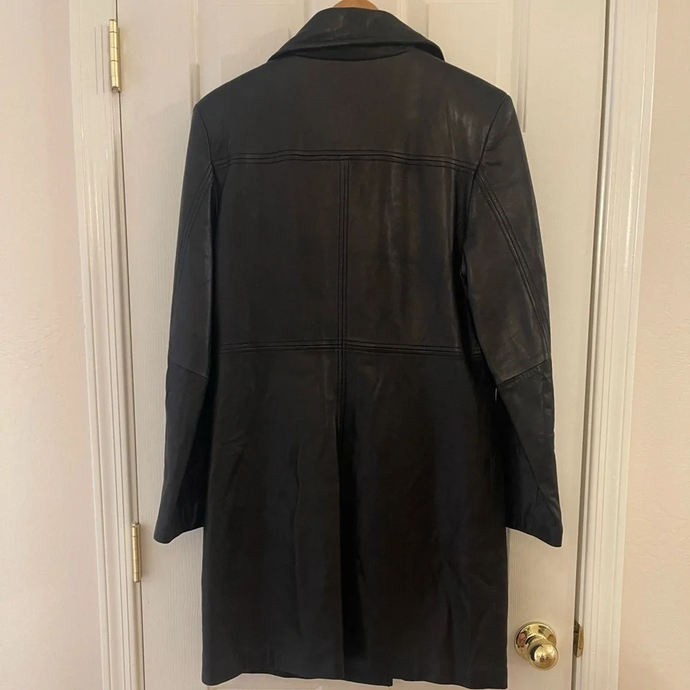 Brandon James Longline Lambskin Leather Coat - Picture 2 of 8